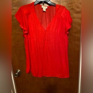 Plus Size Orange Flutter Sleeve Top